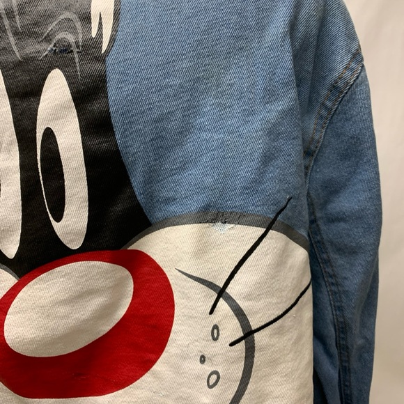 Looney Tunes Adult's Members Only Jean Jacket Sylvester tweety bird cropped 2X - Picture 3 of 16